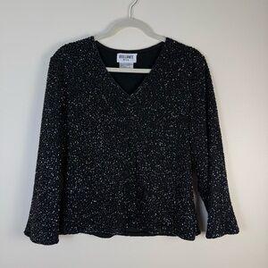BRILLIANTE by J.A. Black Women's Embellishment Blouse Beads Lined sz XL Occasion